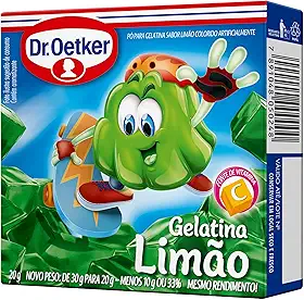 Dr. Oetker Gelatina em Pó Sabor Limão, Sobremesa com Sabor e Consistência Deliciosa, Para Toda a Família, Fácil de Fazer, 20g