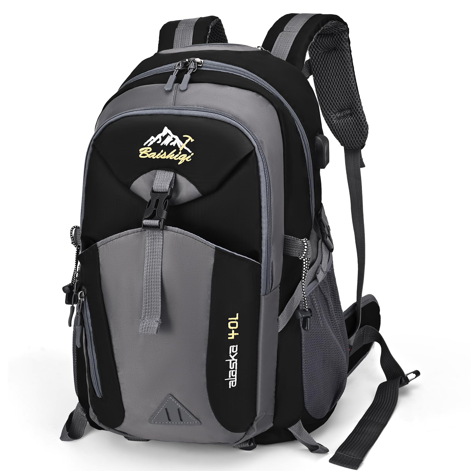 40L Hiking Backpack Waterproof Rucksack Lightweight Backpacks for Men Women Trekking Backpack Mens Hiking Bag Travel Daypack for Camping Travel Cycling Outdoor Sport, Black