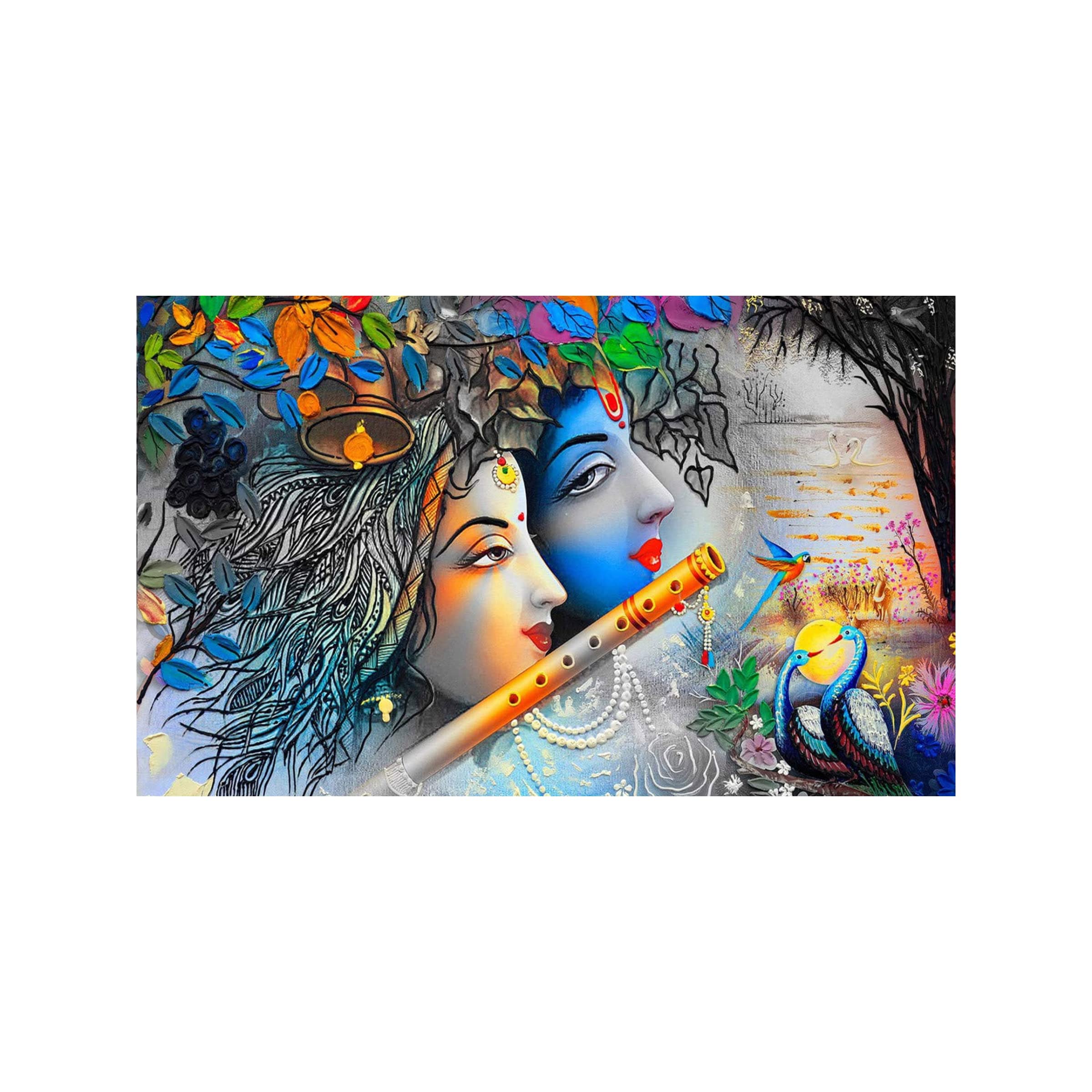 Sticker Hub Vinyl Beautiful 3D Radha & Krishna Animated Wall Sticker (B09XVD8YV3) Amazon Price History, Amazon Price Tracker