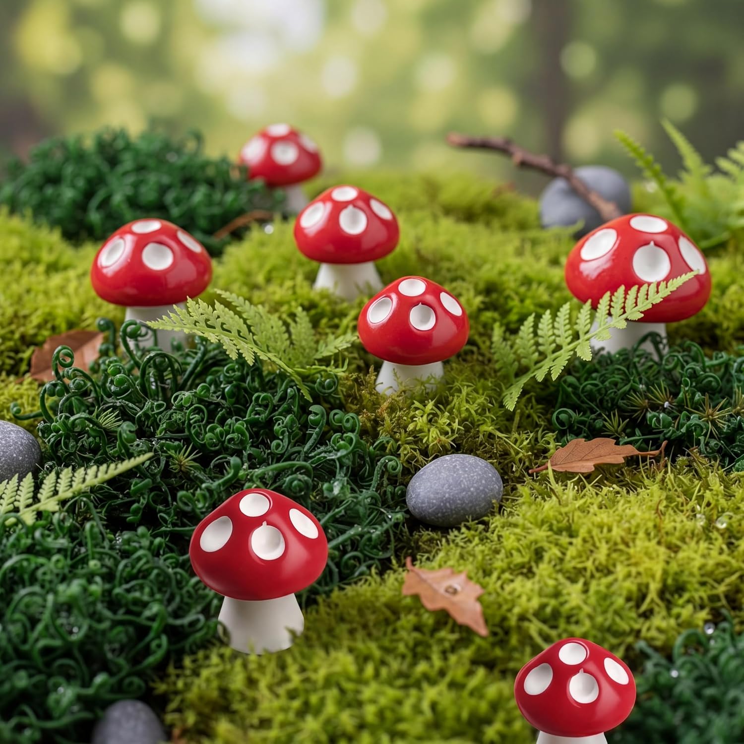 Jetec 24 Pcs Mini Mushrooms for Crafts Fairy Tiny Resin Garden Mushroom