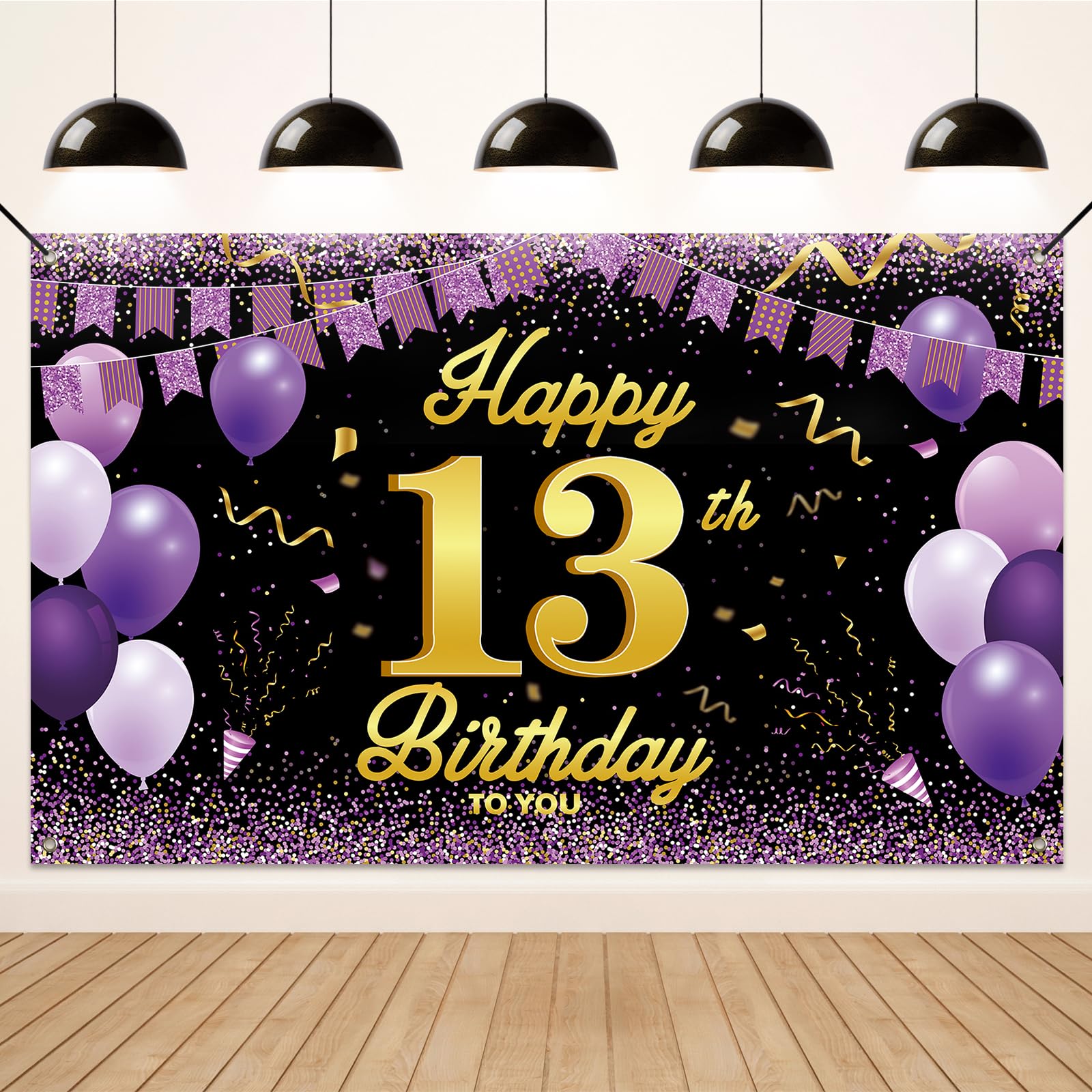 Déco Anniversaire 13 Ans - Banderole Joyeux Anniversaire - Rouge Et Noir - 180x110 Cm - Pour Fête Garçon Ou Fille