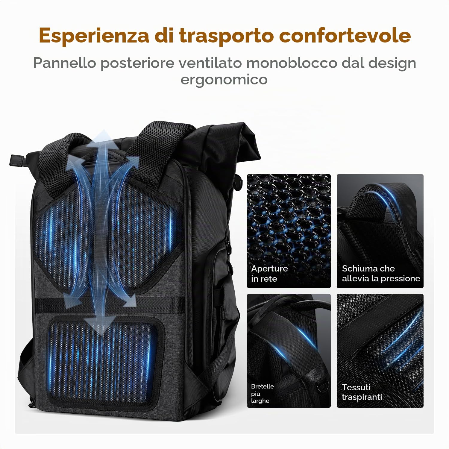 K&F CONCEPT Zaino Fotografico Espandibile Impermeabile | Design roll-top espandibile, scomparto laptop 15.6", pelle 1680D antispruzzo, cerniere impermeabili, treppiede sul fondo B11