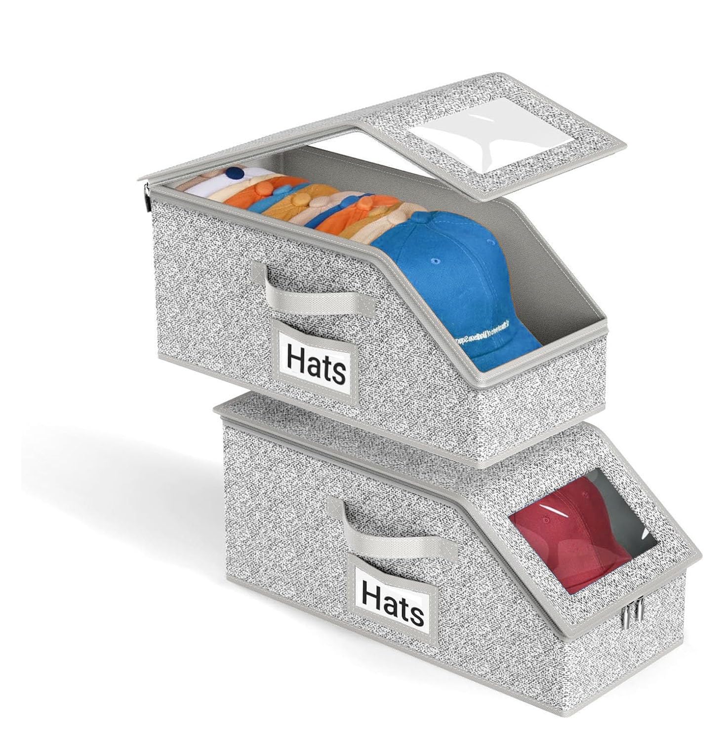Generico 2 PCS Organizzatore di cappelli impilabile Contenitore per cappellini da baseball capiente fino a 24 armadio con cartone