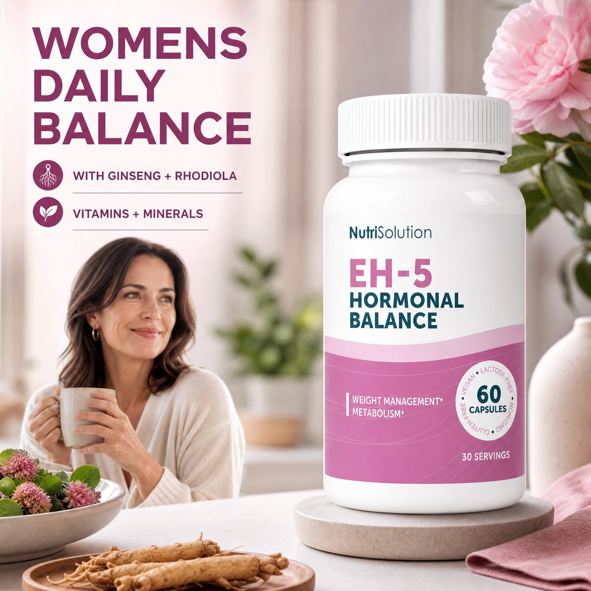 Équilibre Hormonal 5 par NutriSolution | Complément Alimentaire Minceur Energétique Hormones pour Favoriser Perte de Poids Naturelle | Made in France | 60 gélules