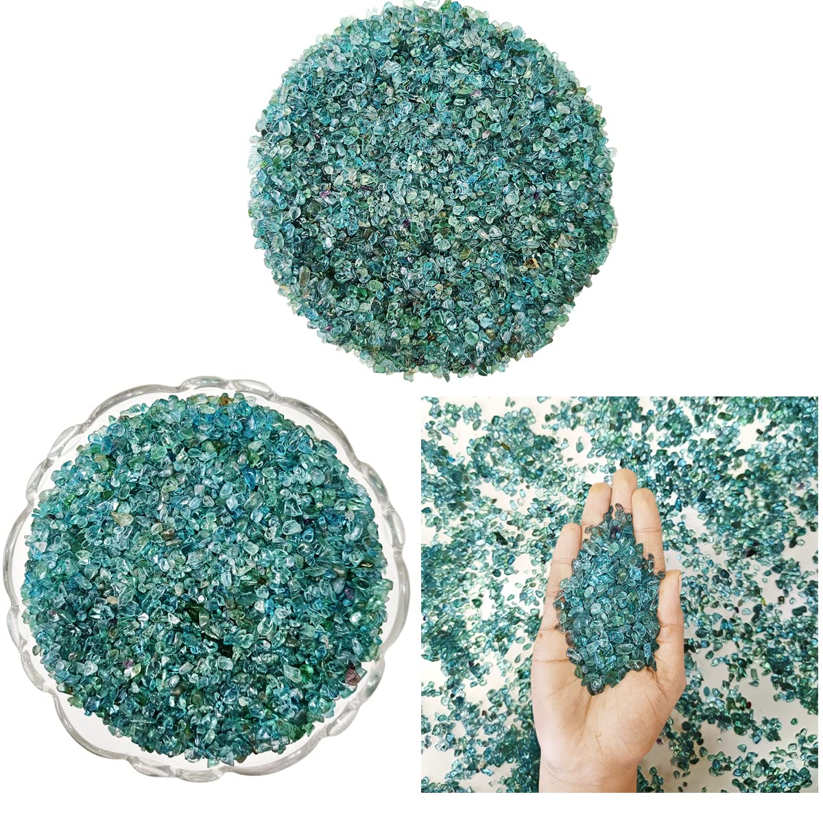 Blue Appetite Chips caídos Piedra triturada Cristal Natural pequeña Forma Irregular Piedra Reiki Piedras Preciosas for decoración de Plantas de Acuario de jardín (1 Libra)
