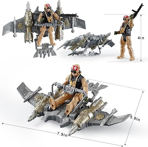 Miniatura 8 de Juego de figuras de acción de hombres del ejército estadounidense, soldados de juguete con accesorios de armas militares para niños