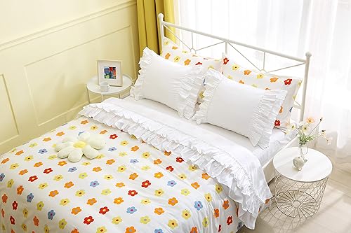 Miniatura 9 de Sábana encimera de algodón con volantes blancos, tamaño Queen, 1 pieza