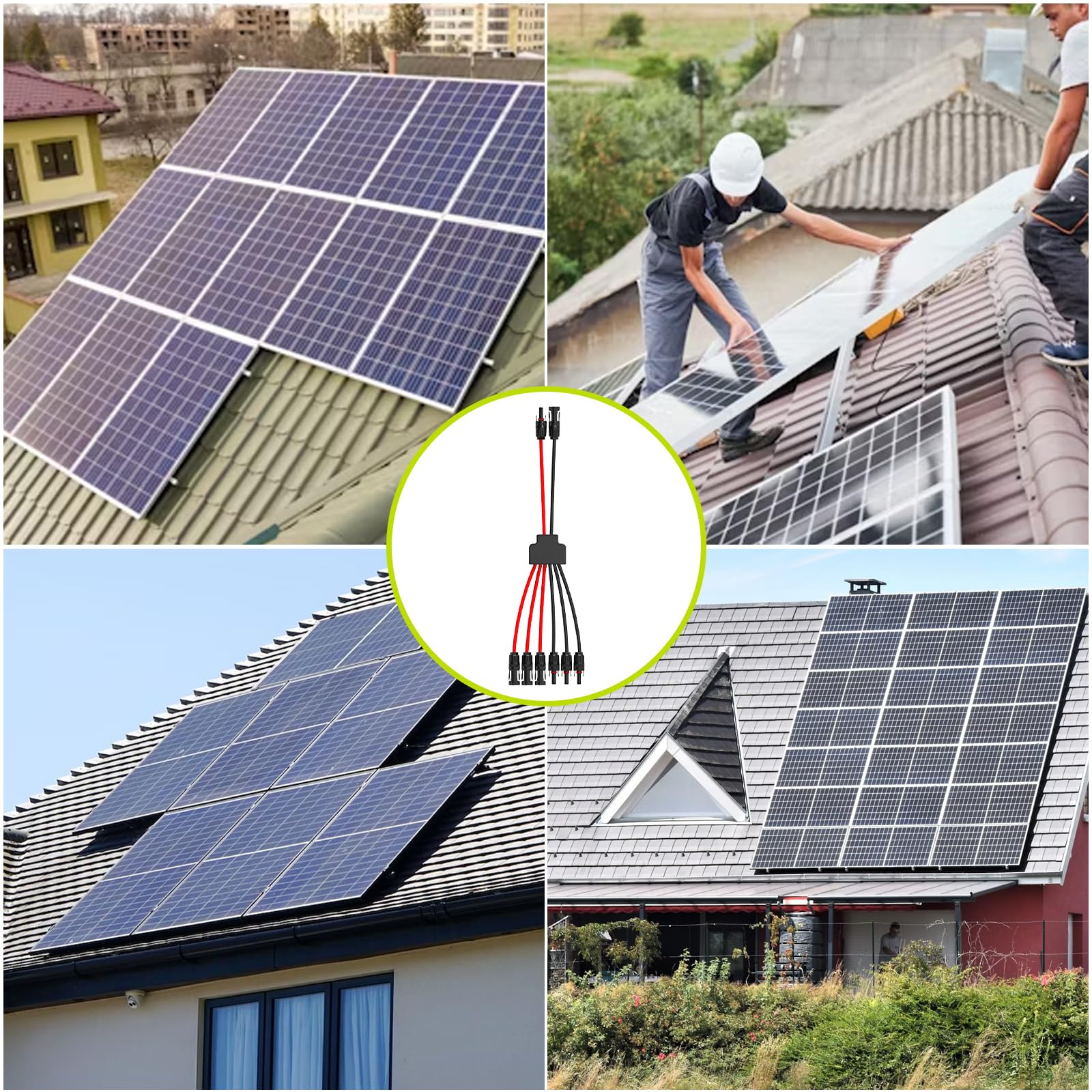 Cable de conector solar, conectores paralelos de rama en Y, 30 A, 1000 V, 10 AWG, 2 a 6 divisores, conectores de panel solar, cable de extensión, kit de cables para panel solar (MF/MMMFFF)
