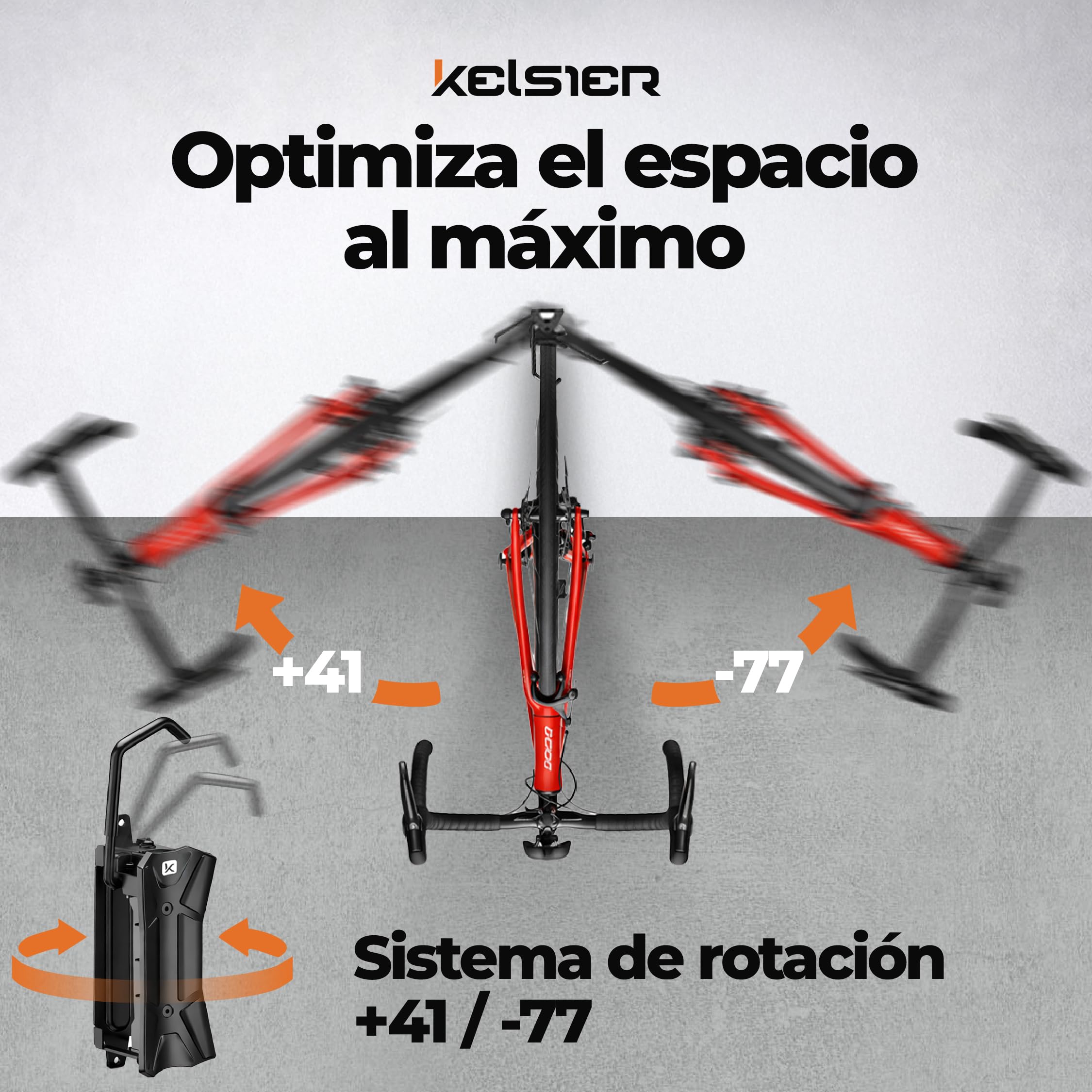 Soporte Bicicletas Pared Vertical Giratorio, Colgador Bicicleta Pared Plegable, Compatible Bicicleta Montaña Carretera y Eléctrica, Hasta 35 kg, para Hogar Trastero Garaje