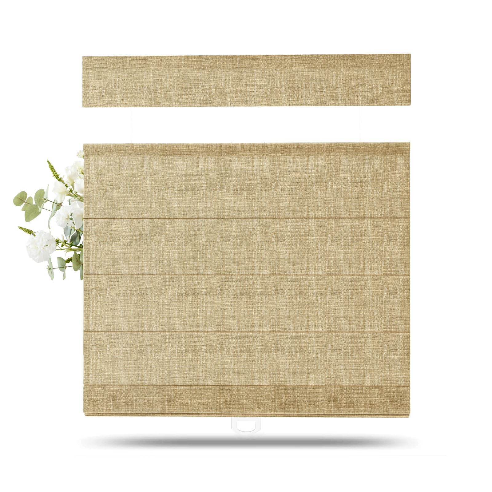 TWOPAGES Liz Linen Top Down Bottom Up Roman Shades for Window,Khaki Yellow