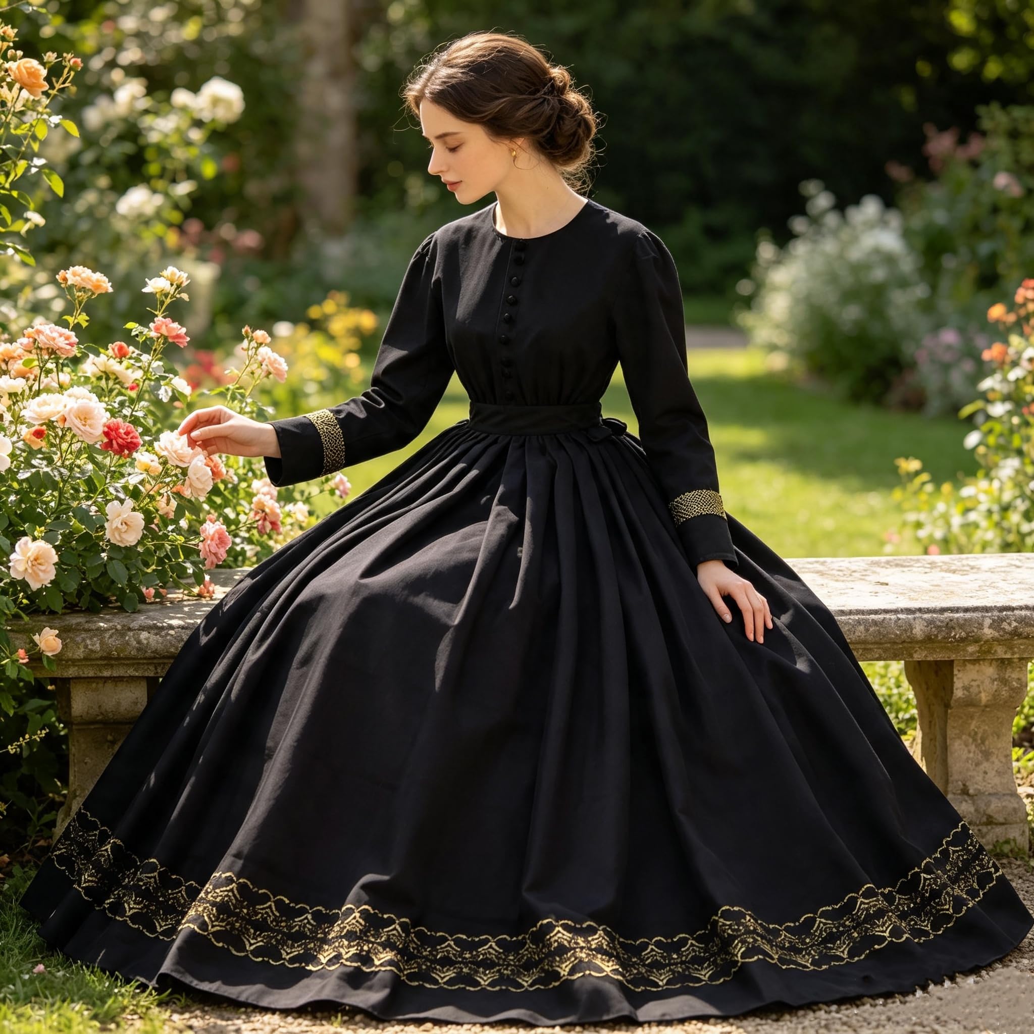 GRACEART Medievale 1860 Femme Renaissance Robe Victorienne Robe Gothique Longue Deguisement MéDieval Cosplay Medieval Vintage Jupe Retro Robe