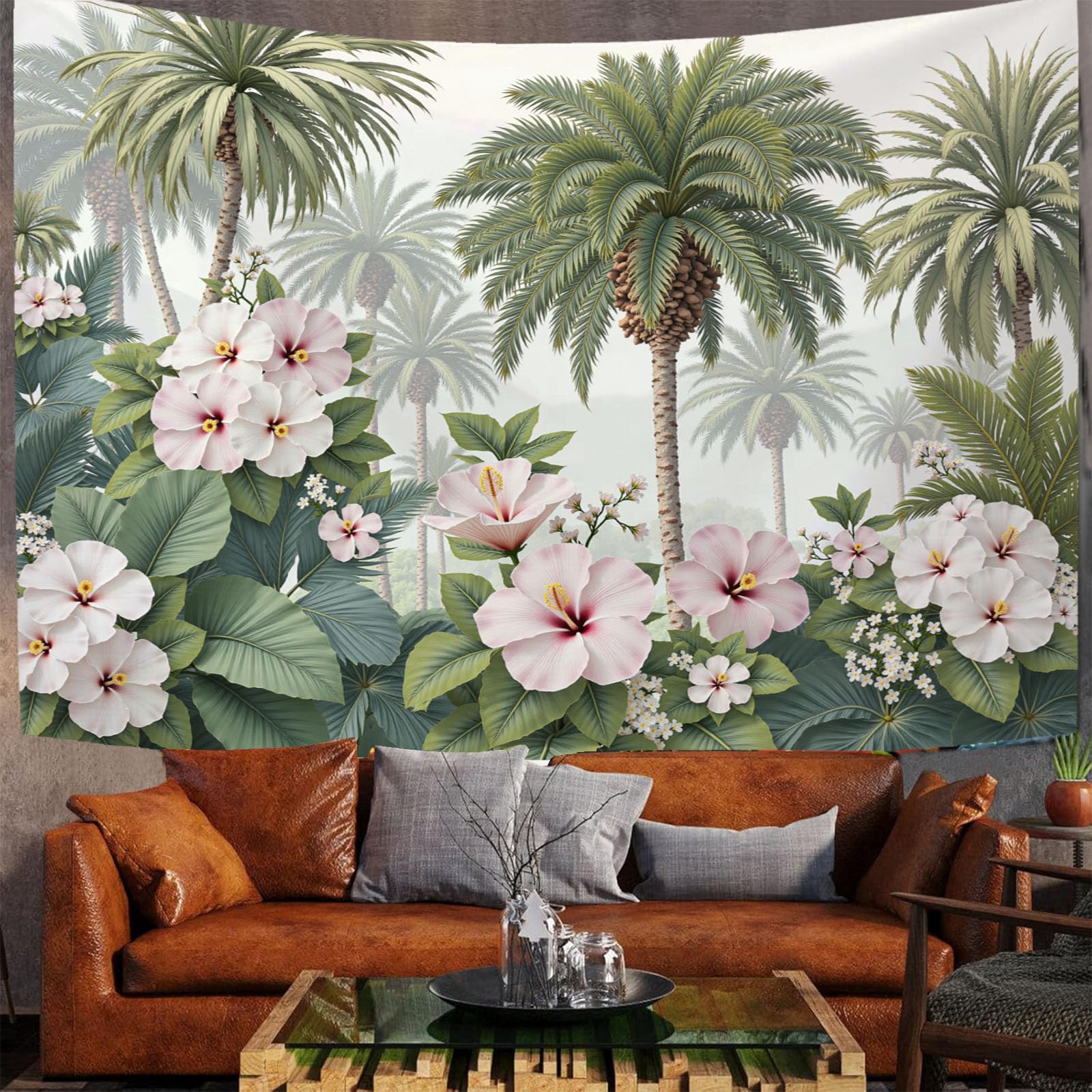 Grande Taille Fleurs De Palmier Tapisserie Décoration Jungle