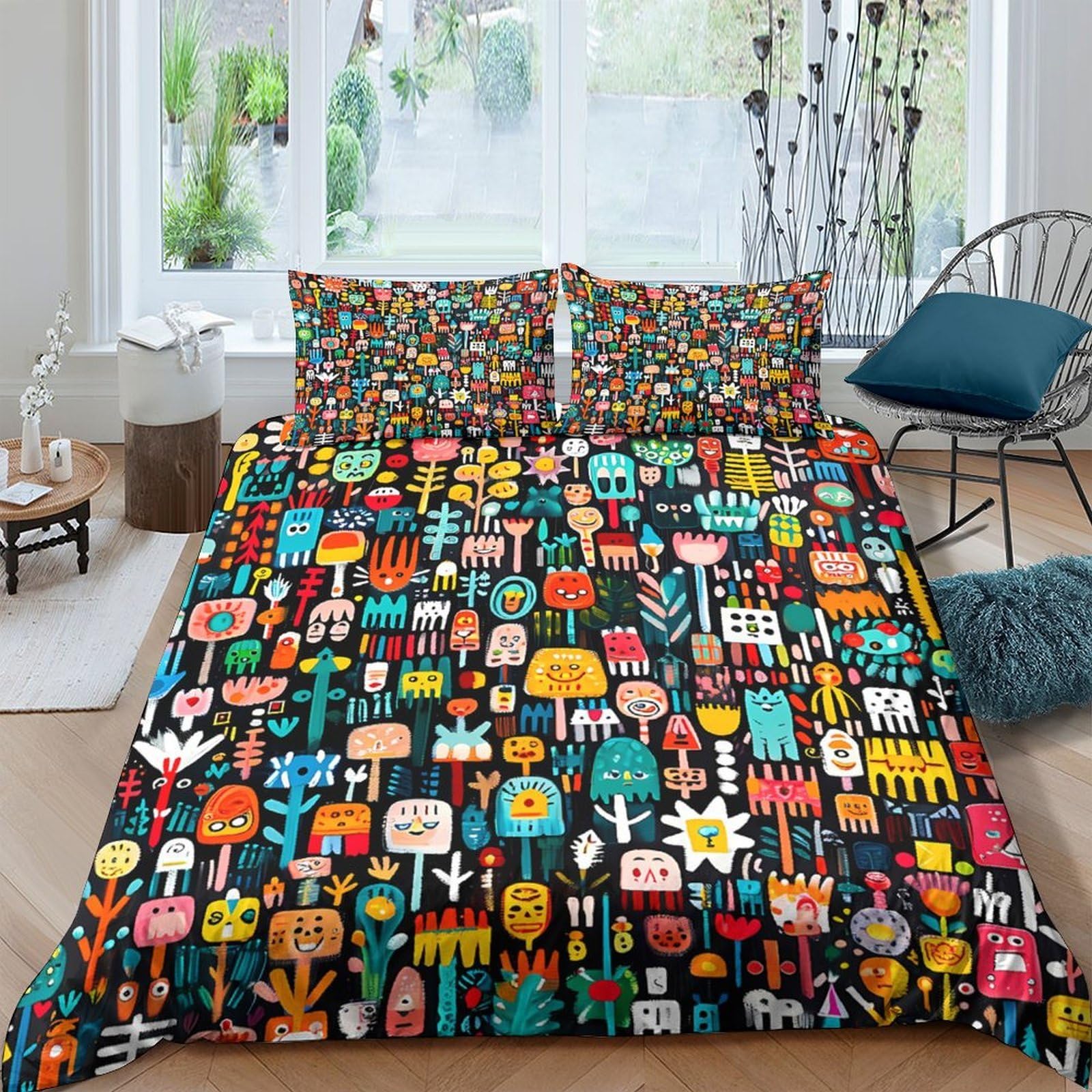 Ctjqhvkz Style-6 3D Printed Colorful Cartoon Garden Fitted Sheet Microfiber Soft Decor Bed Cover For Bedroom Guest Room Single（135X200cm）