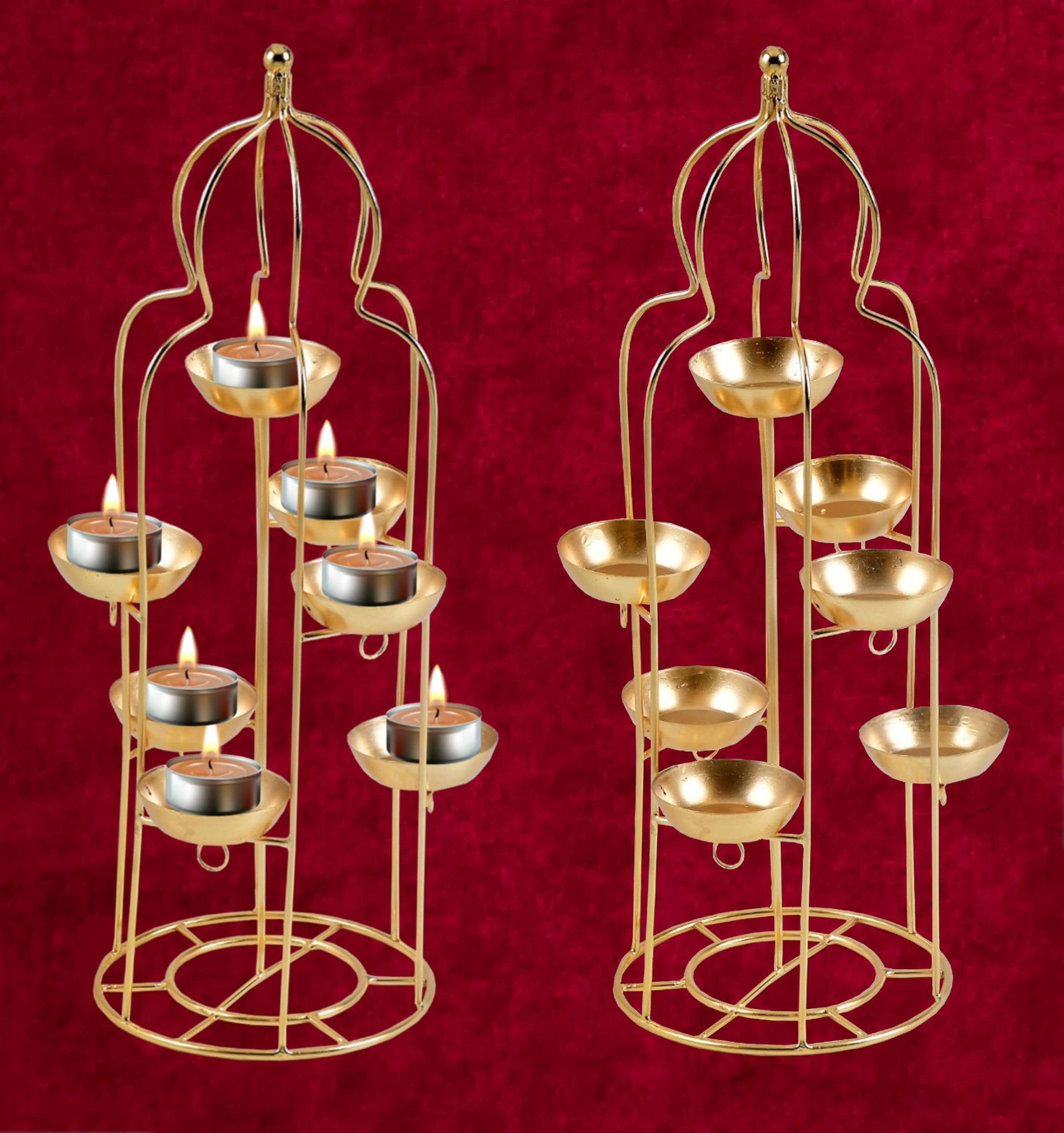TOYXE Iron Diya Stand Candle Holder For Diwali Decoration Golden Pack Of 2 Pcs (B0CLJK3TQW) Amazon Price History, Amazon Price Tracker