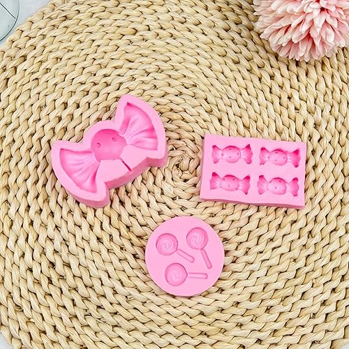 Miniatura 7 de Moldes de fondant de piruleta 3 piezas moldes de decoración de pasteles en forma de caramelo para hornear cupcakes chocolate artesanía de azúcar