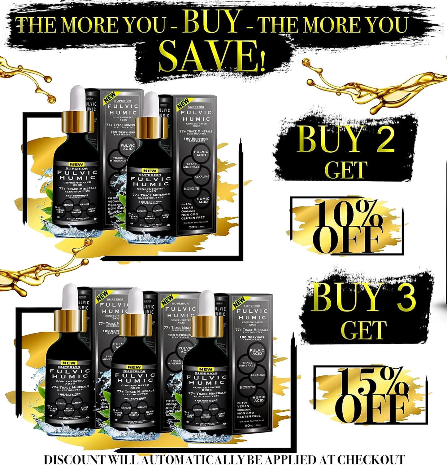 Fulvic Acid and Humic Acid Trace Mineral Drops 6 Month Supply, Electrolyte Energy Boost. All Natural Organic Plant Derived Blend of Ionic Trace Minerals from Fulvic and Humic Acid Similar to Shilajit : Health & Household