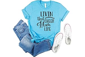 Living That Cheer Mom Life Womans Football Mom Cheerleader Cheerleading T Shirt