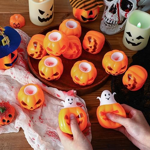 Miniatura 5 de Jenaai 20 huevos de Pascua, bolas estrujables para apretar, cesta de Pascua, juguetes sensoriales para regalos de fiesta de Pascua (calabaza)