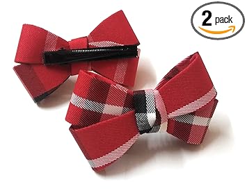 Moms Darling Stylish Hair Accessories, Hair Bows, Ribbon Bows with Alligator Clip/ Hair Clips/ Hair Pins For Kids/ Baby/ Toddlers/ Girls/ Women. Pack Of 2. RED