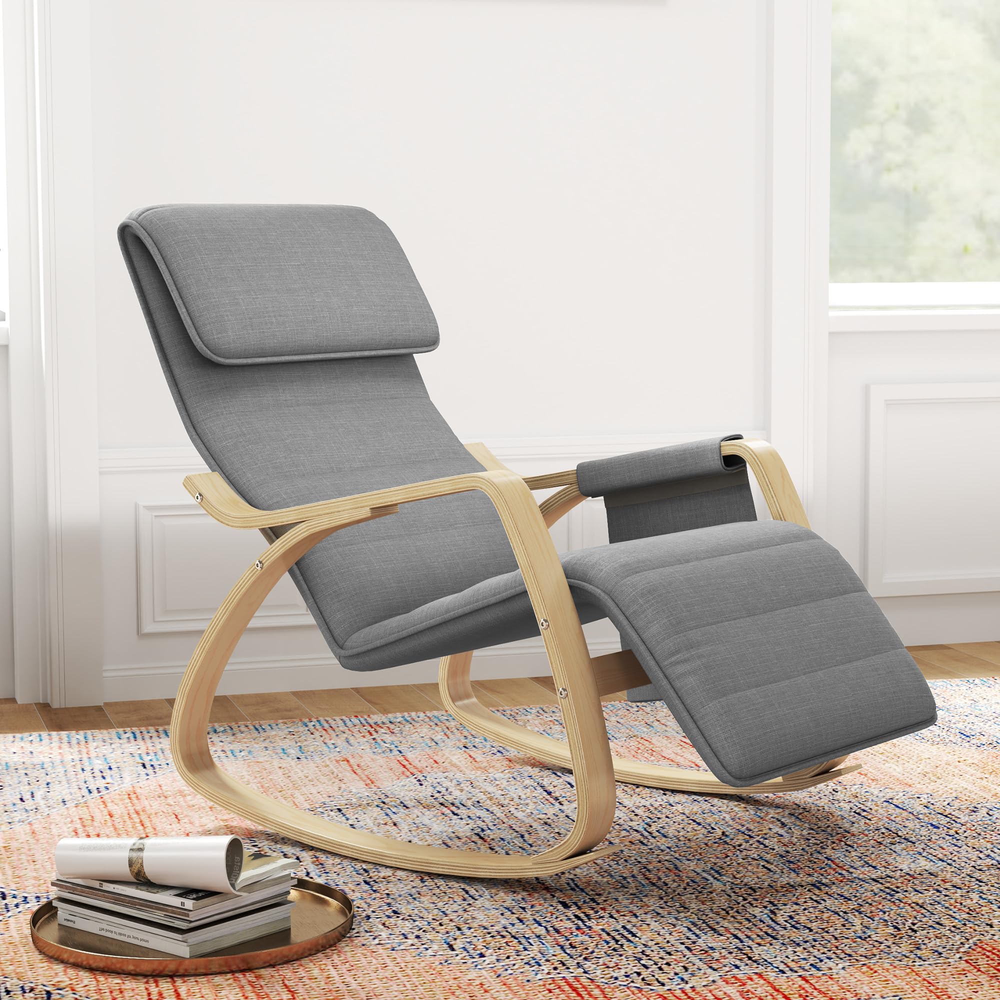 HOMCOM - Sillón basculante de Lactancia (67 x 110 x 91 cm), Color Gris