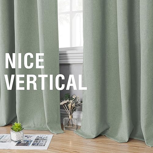 Miniatura 7 de H.VERSAILTEX Cortinas de oscurecimiento completo con aspecto de lino con forro negro, aislamiento térmico de 84 pulgadas de largo, cortinas de