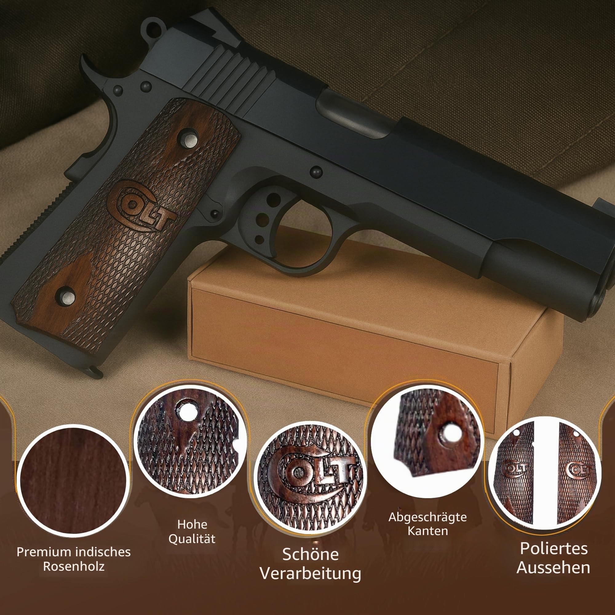 WWII US M1911/1911 .45 Holzgriffe – Reproduktion (Colt)