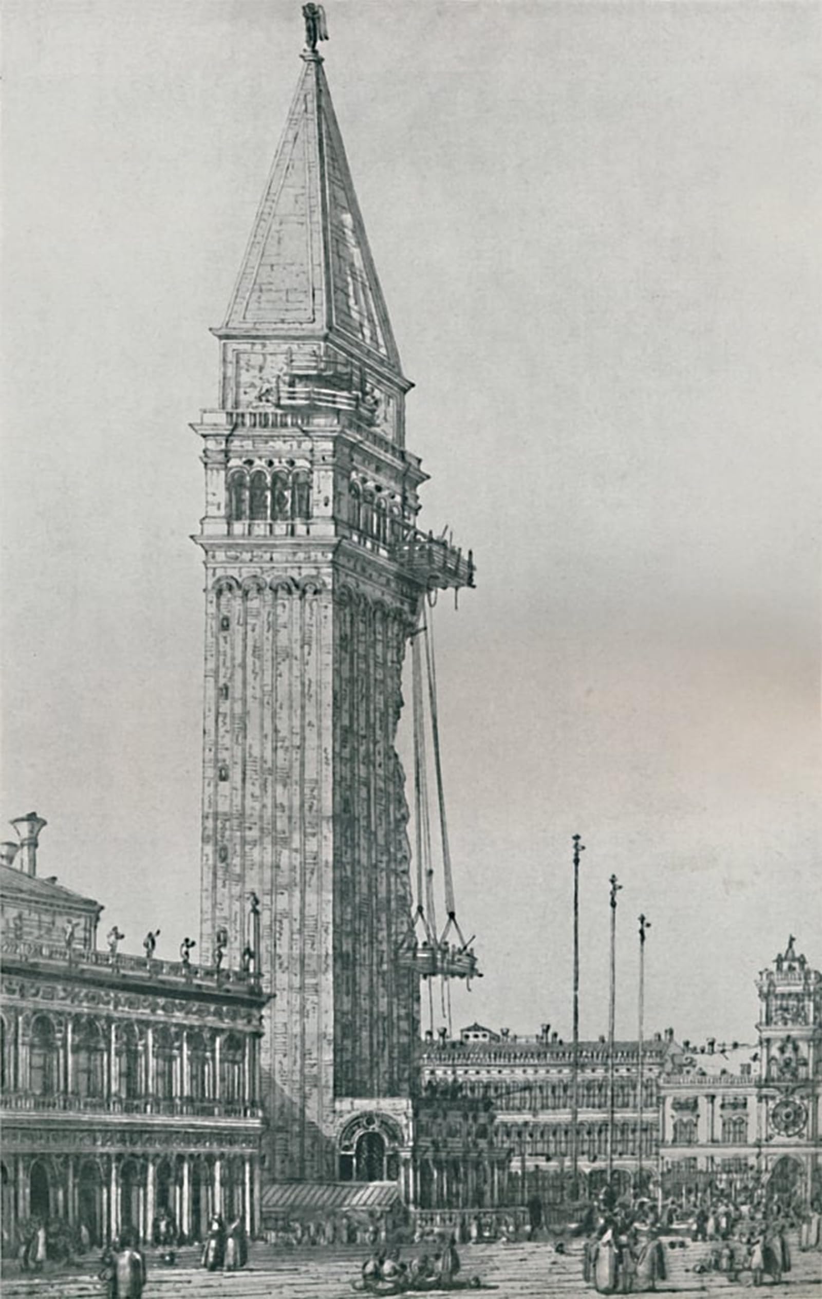 ARTXLXXBN Famous Print Painting Colorful Art Print Repairing the Campanile by Antonio Canal Canvas Art Decorations for Home Decor 60x90cm