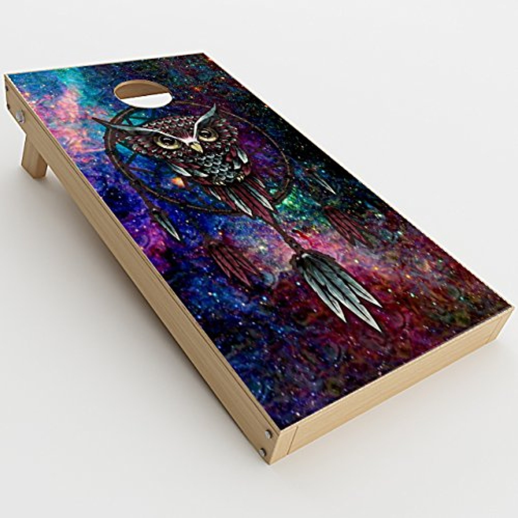 Skin Decals Vinyl Wrap for Cornhole Game Board Bag Toss (2xpcs.) / Dreamcatcher Owl in Color