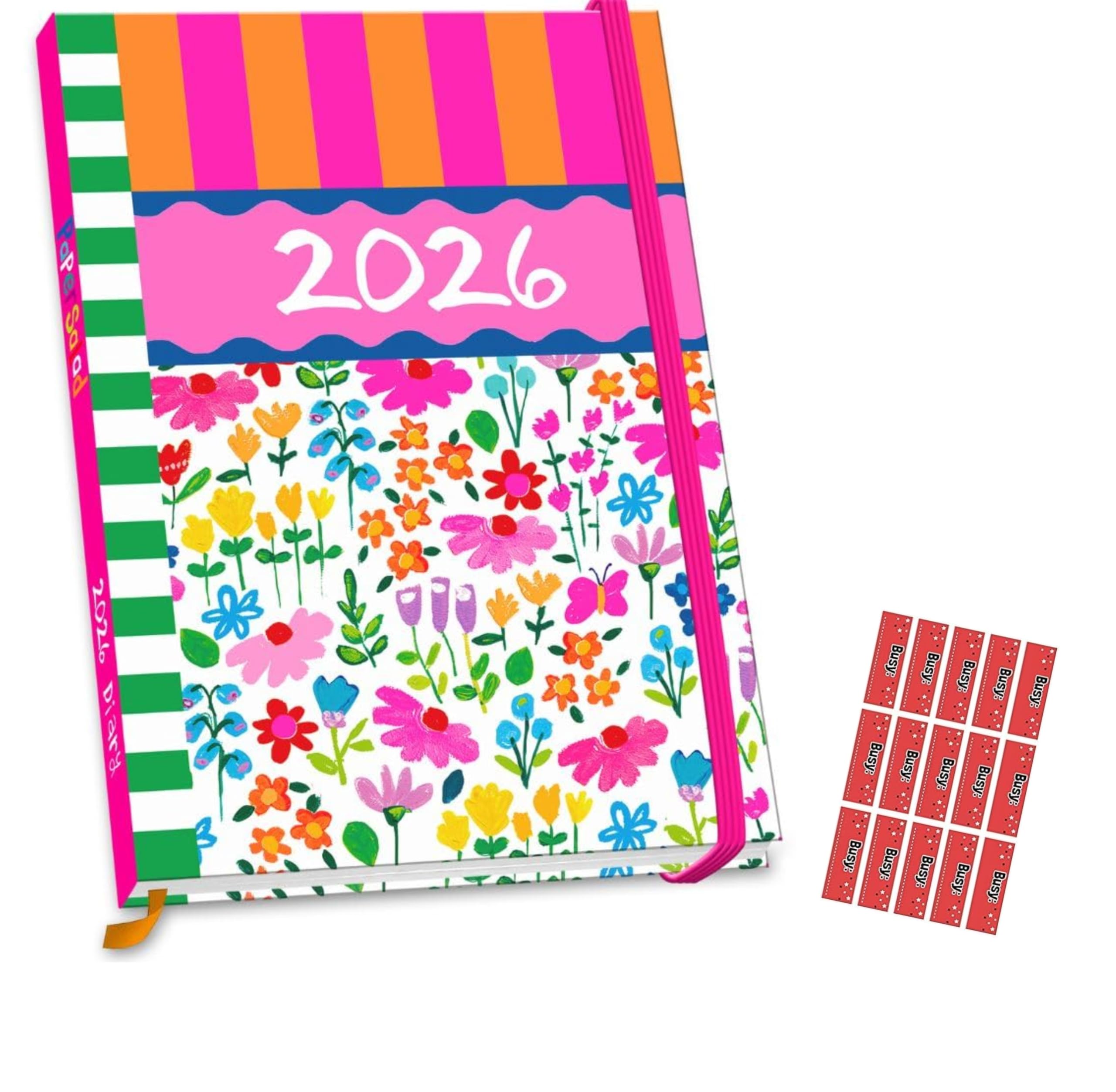 Paper Salad Diary 2026 A5 Colourful Art Floral Hardback Diary with FREE Organising Stickers Included