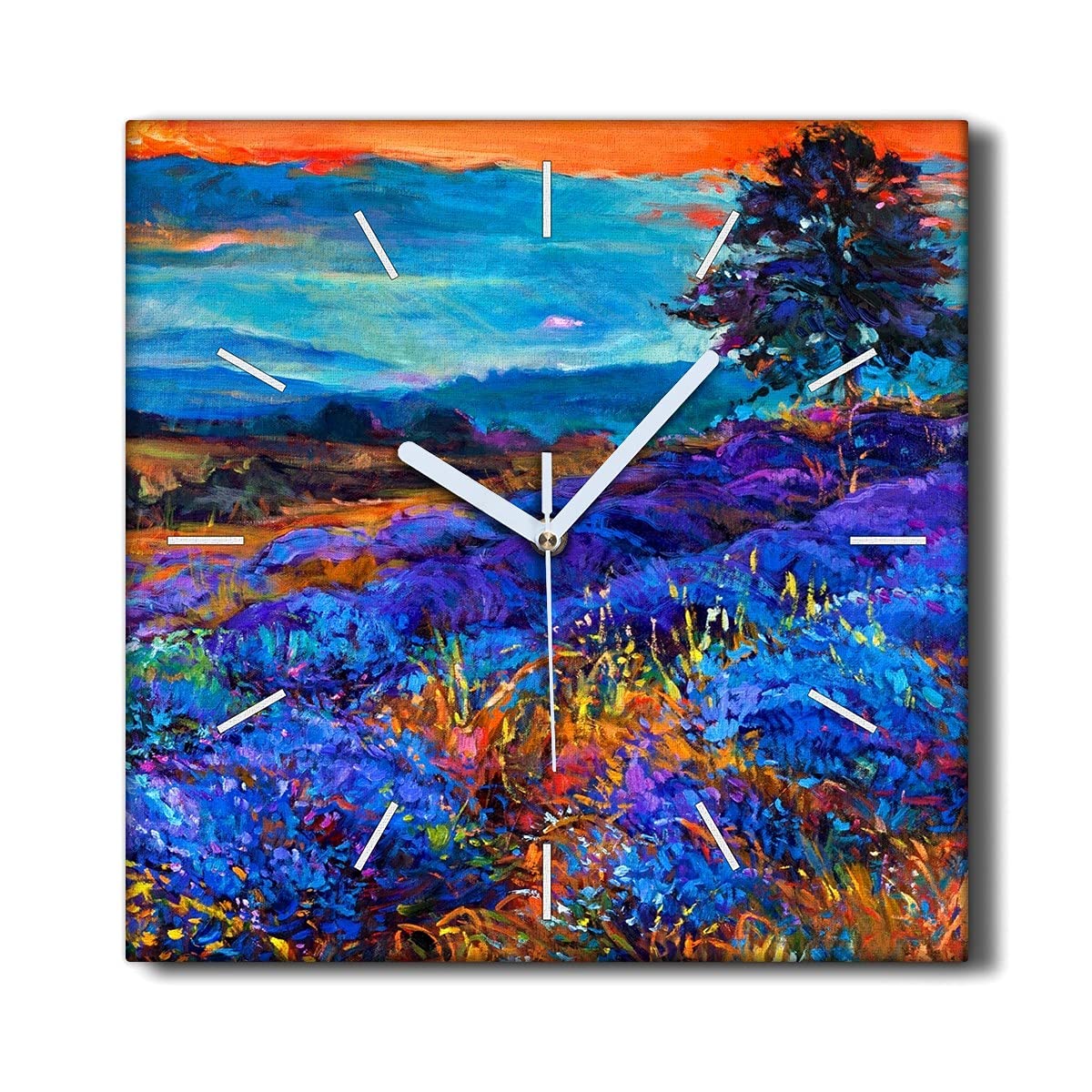 Horloge Murale Toile Salon 30x30cm Coloray Décoration Murale Sans Tic-Tac