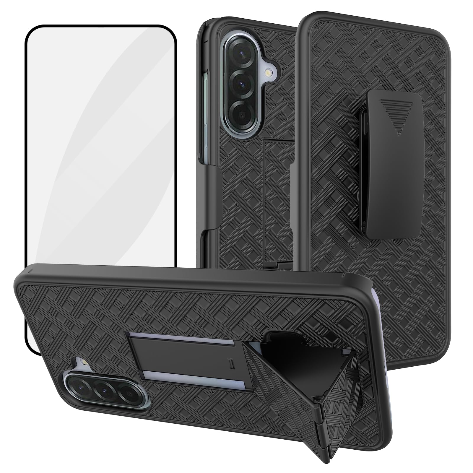 Ailiber for Samsung Galaxy A26 Case with Belt Clip & Kickstand, A17 5G Case Holster with Screen Protector, Swivel 2-in-1 Holder, Slim Shockproof Pouch