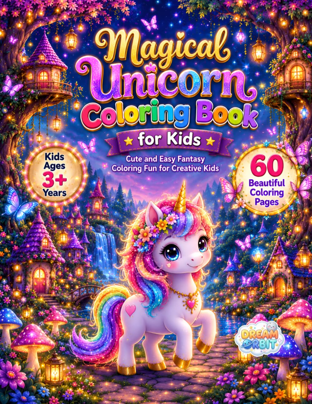 Magical Unicorn Coloring Book for Kids Ages 3+ Years: A Whimsical Unicorn Coloring Journey with 60 High Quality Unique Large Pages of Magical Adventures and Easy Coloring Fun