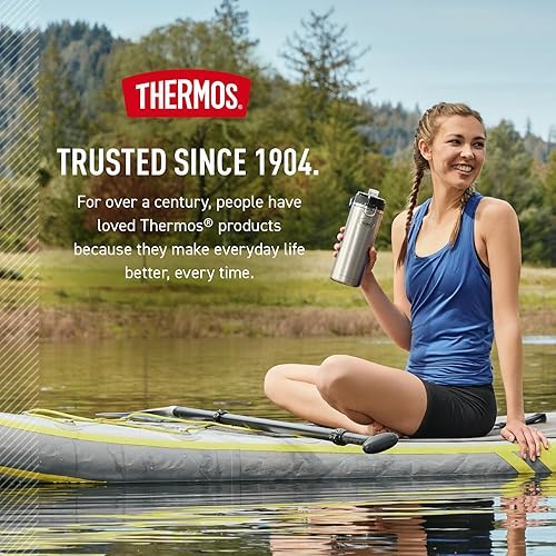 Miniatura 9 de THERMOS ICON SERIES, botella de agua de acero inoxidable con boquilla, 24 onzas, verde mar, botella de agua aislada al vacío con tapa