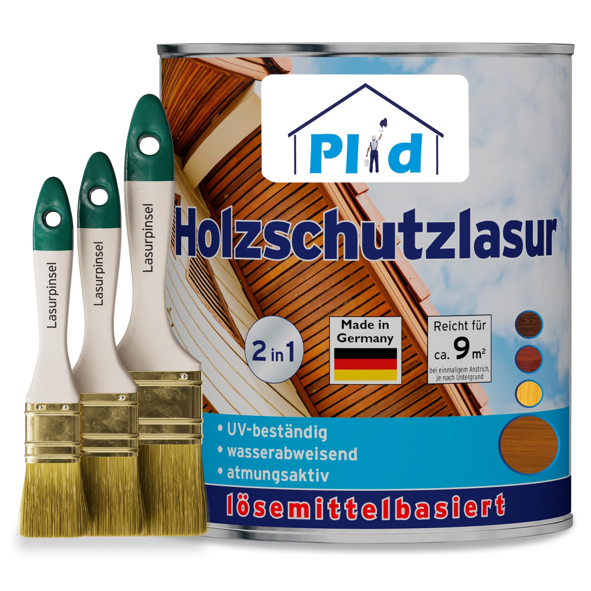 PLID Barniz para madera de teca satinada – [efecto duradero] – todas las maderas duras y coníferas – Regula la humedad – Resistente a los rayos UV – Resistente a la intemperie – Barniz para madera