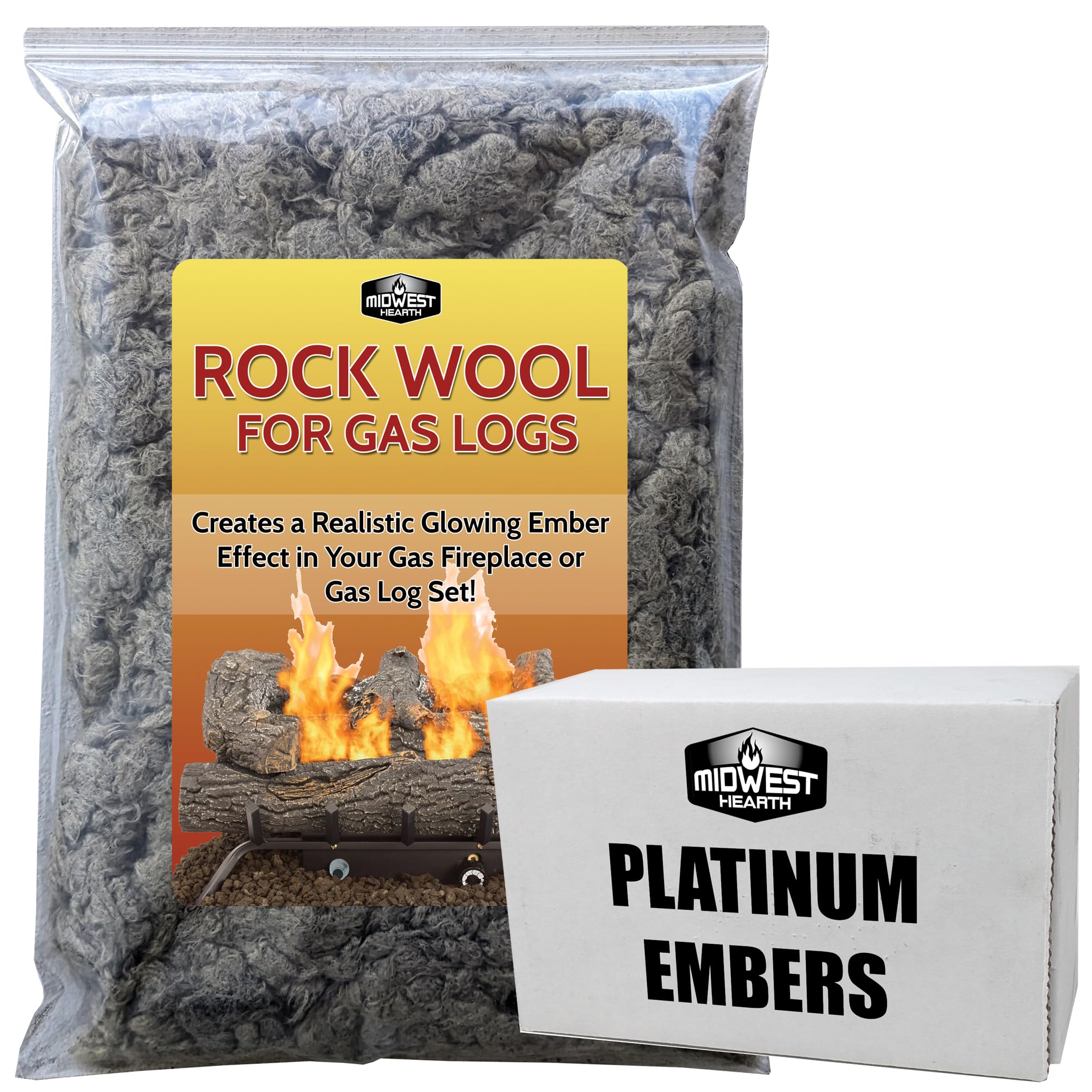 Amazon.com : Midwest Hearth Platinum Embers and Rock Wool Bundle