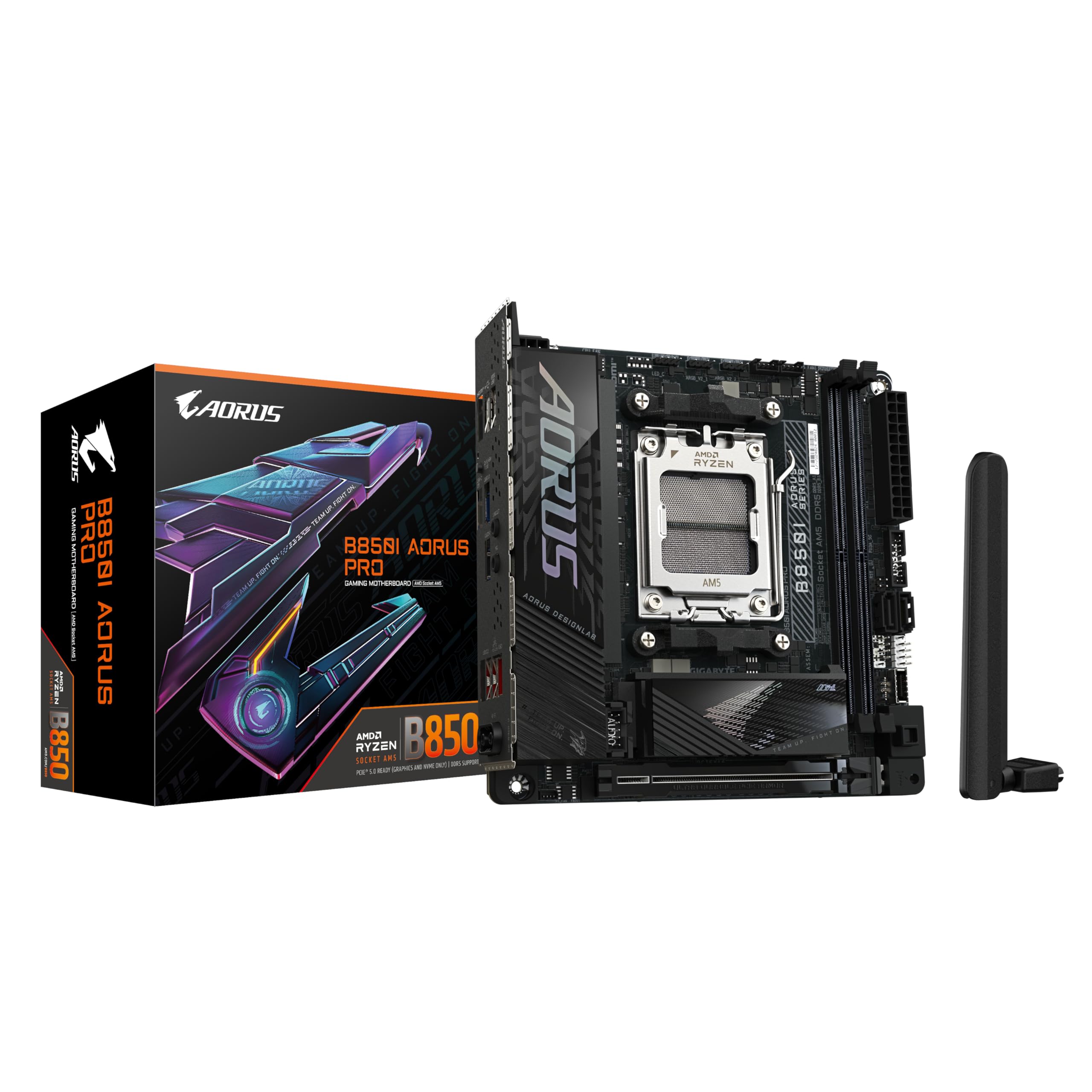 GIGABYTE B850I AORUS PRO Motherboard - Supports AMD Ryzen 9000 Series CPUs, 8+2+1 Phase Digital VRM, up to 8400MHz DDR5 (OC), 1xPCIe 5.0 + 1xPCIe 4.0 M.2, 2.5LAN, WiFi 7, USB 3.2 Gen 2