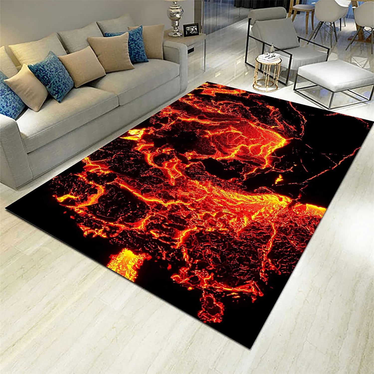 Tapis design moderne 3D texture abstraite de roche de flamme haut de gamme 120x160