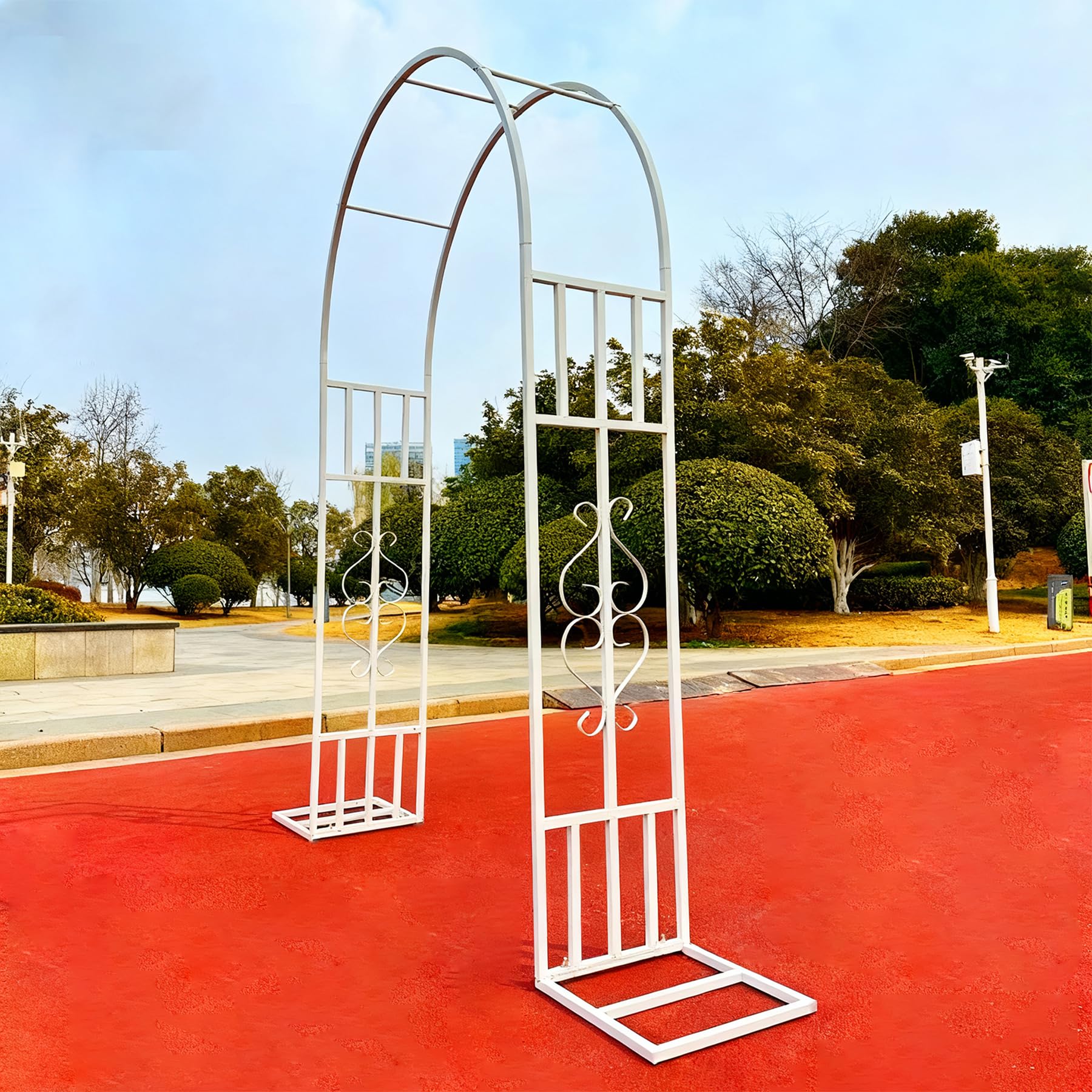 Biały łuk ogrodowy krata do roślin pnących - klasyczna angielska bawełna Sle metalowa altana i żywica odporna na warunki atmosferyczne, 140 x 40 x 230 cm, idealna do dekoracji ogrodu i romantycznych