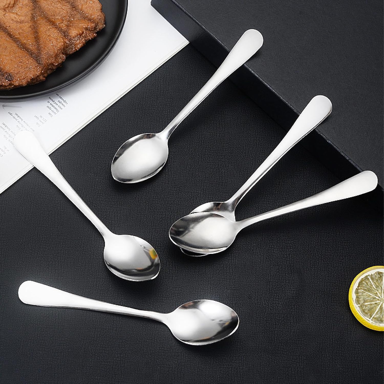 Manufacturers Household Canteen Eating Soup Spoon Drip Spoon Spoon Simple Spoon Round Handle Stainless Steel Spoon Wholesale