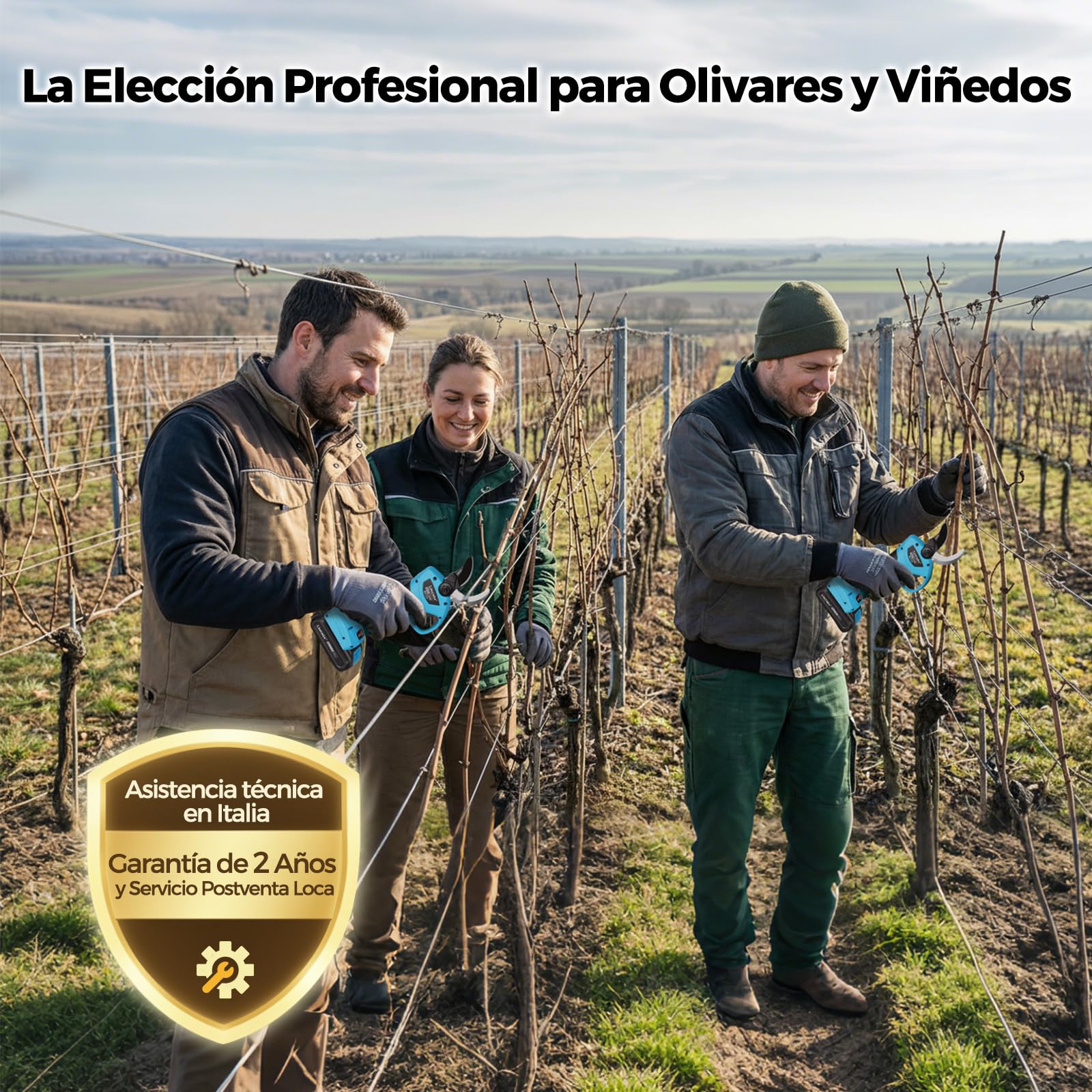 Laecabv Tijeras de podar electricas 40mm progresivo 2 Recargable Litio Batería para jardinería viñedos árboles frutales