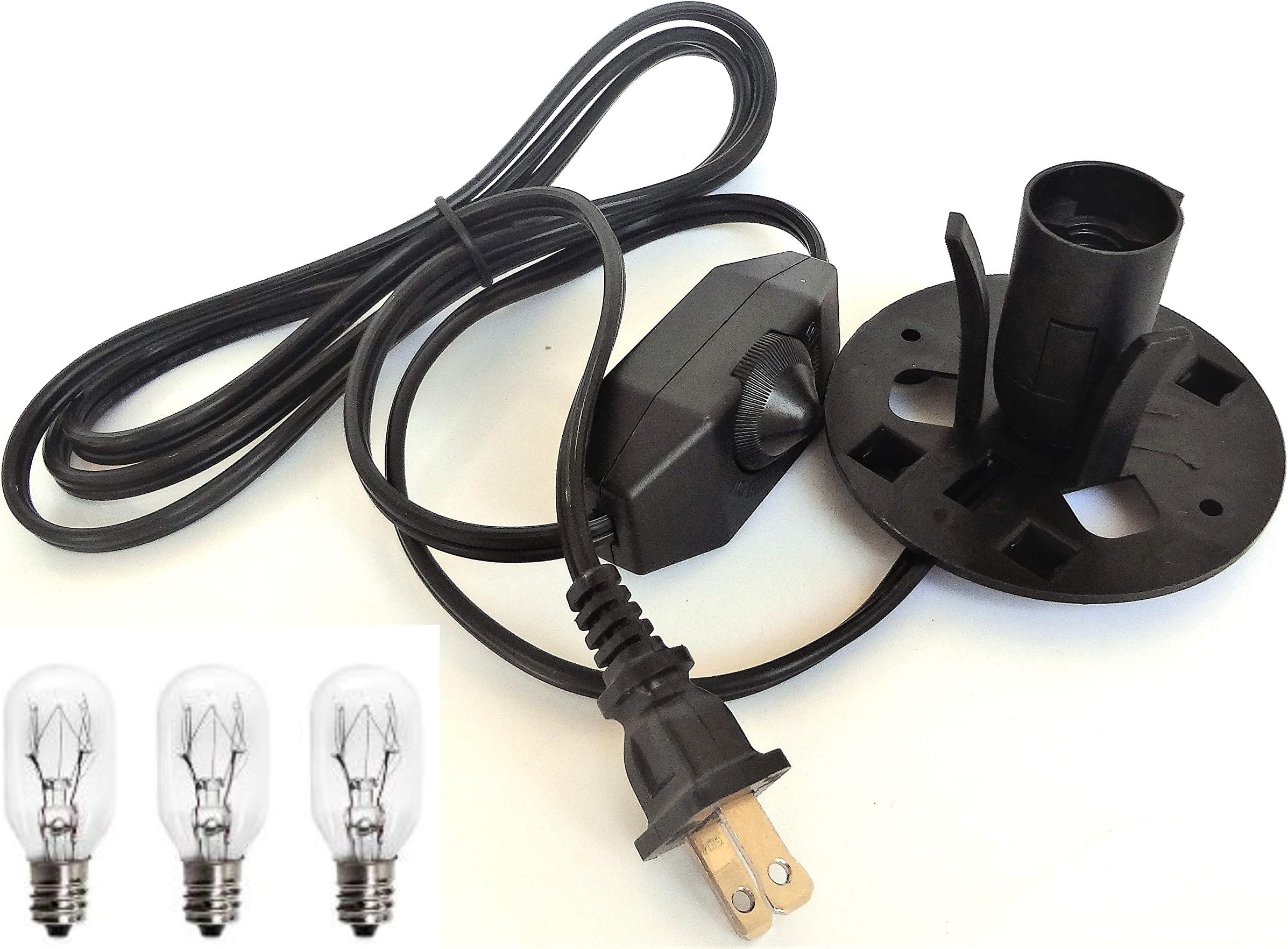 Himalayan Salt Lamp Original Replacement Cord SPT-2 with Dimmer, Base Assembly and 3 complementary 15W Bulbs