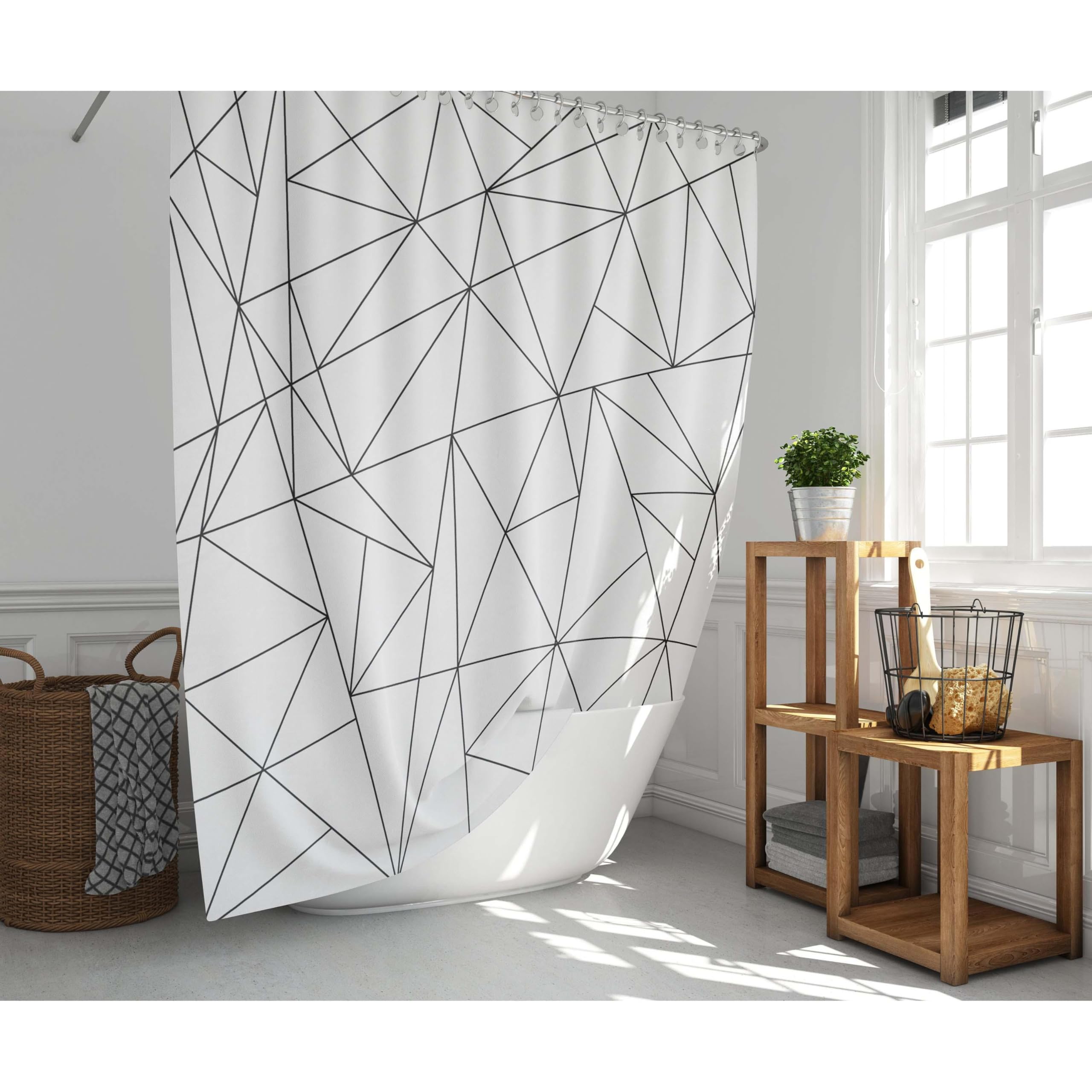 UUDIHO Black and white shower curtains Mould Proof Resistant Bathroom Wet Room Extra Long Polyester Fabric Shower Curtain With Hooks 198x89cm/78x35in(WxH) Shower Curtain