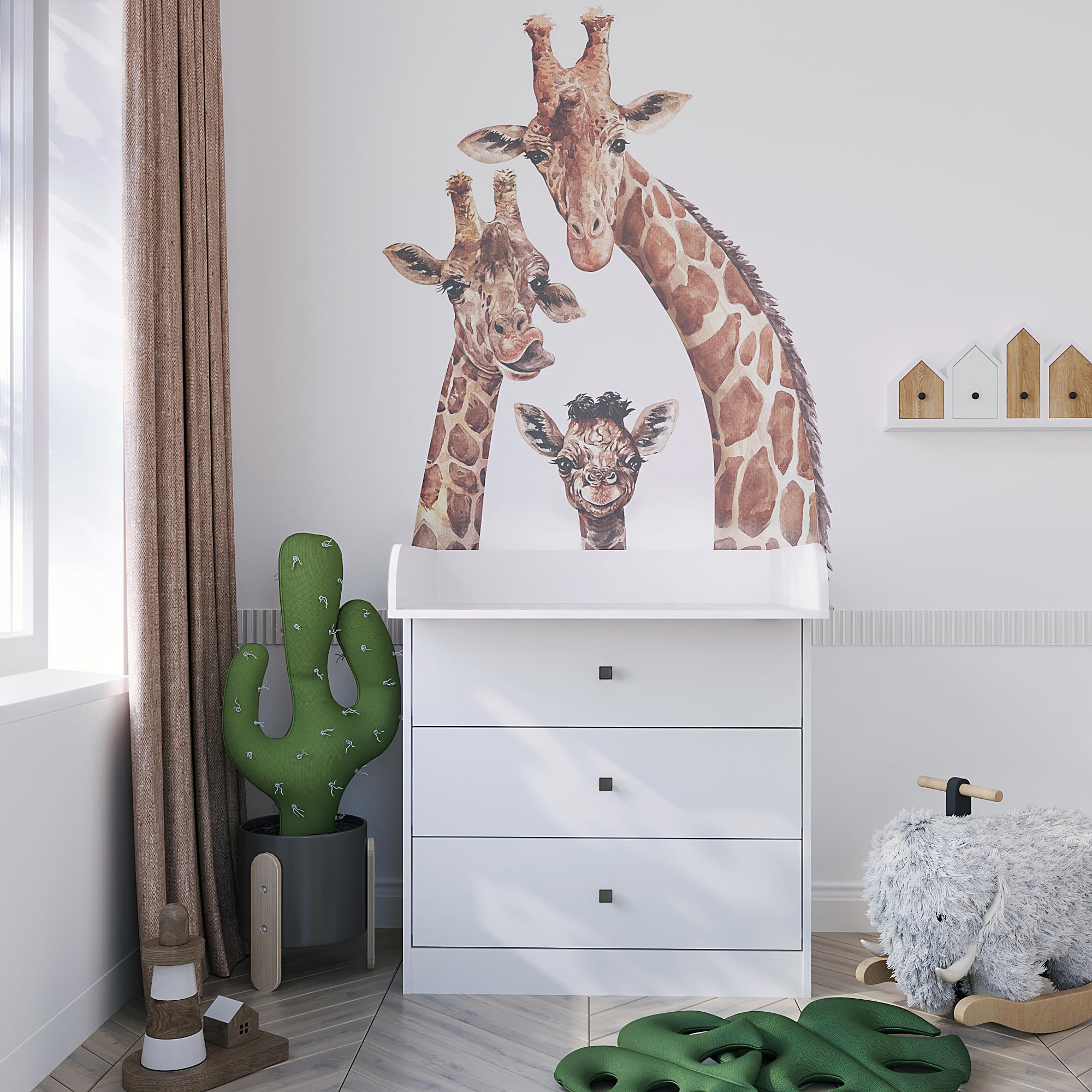 KOMTO Wickelkommode mit Schubladen Baby Kommode mit Wickelaufsatz Wickeltisch Weiß Lulliblox M3
