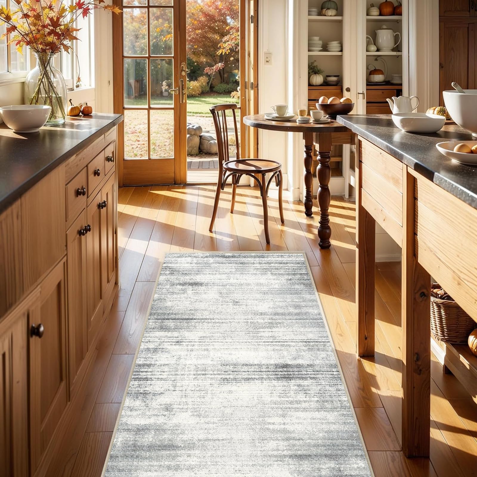 Cycleader 60x180cm Non-Slip Washable Runner Rug for Hallway Bedroom Modern Abstract Faux Cashmere Carpet Anti-Fatigue Kitchen Rugs Indoor Soft Long Floor Mat Low Pile Runners with Anti-Slip Backing