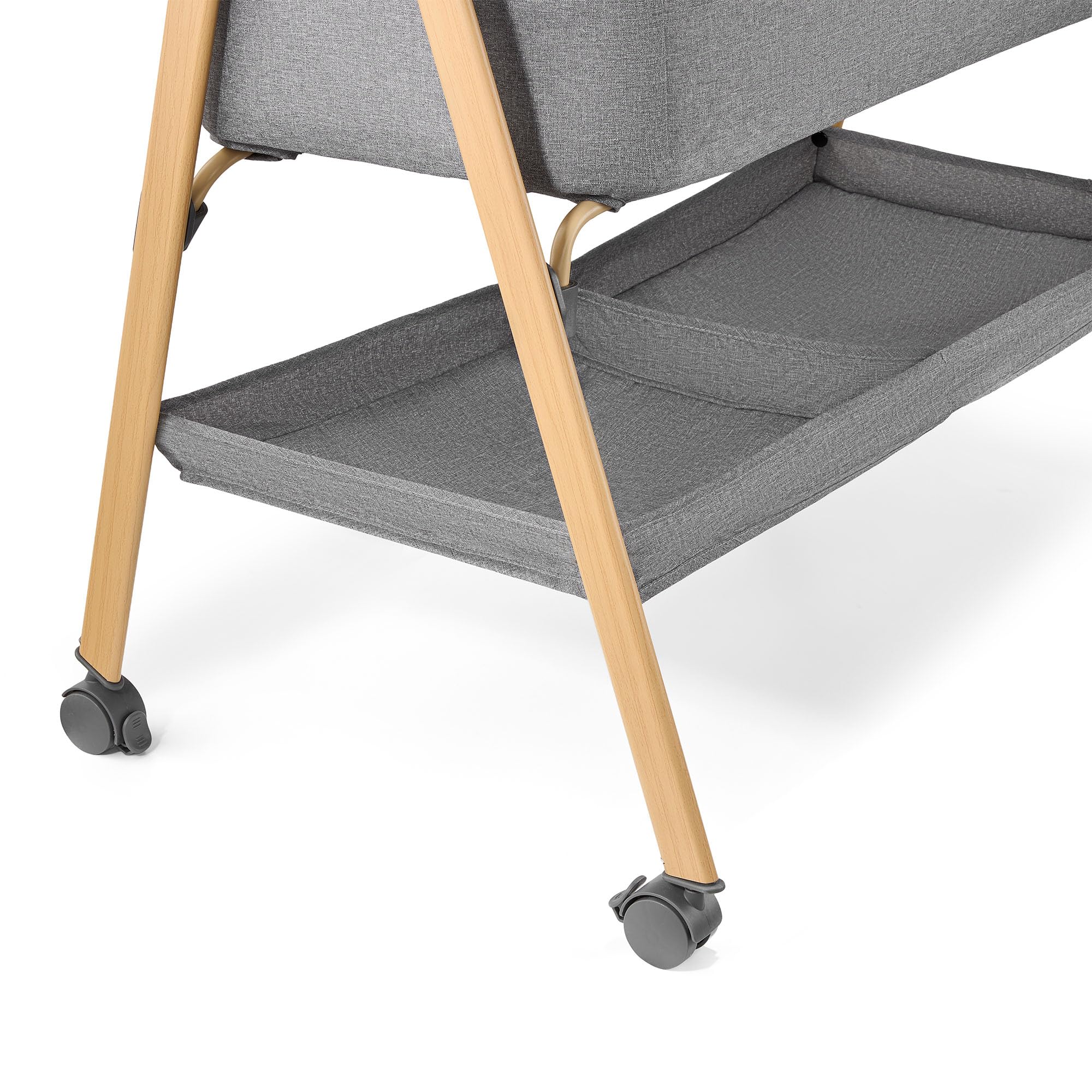 Moby-System Lit Bébé avec Matelas - Berceau Pliant 0-6 Mois - Gris Mélange - Respirant, Léger, Mobile avec roulettes et Freins, Pliable avec Panier de Rangement - LOZ Mili