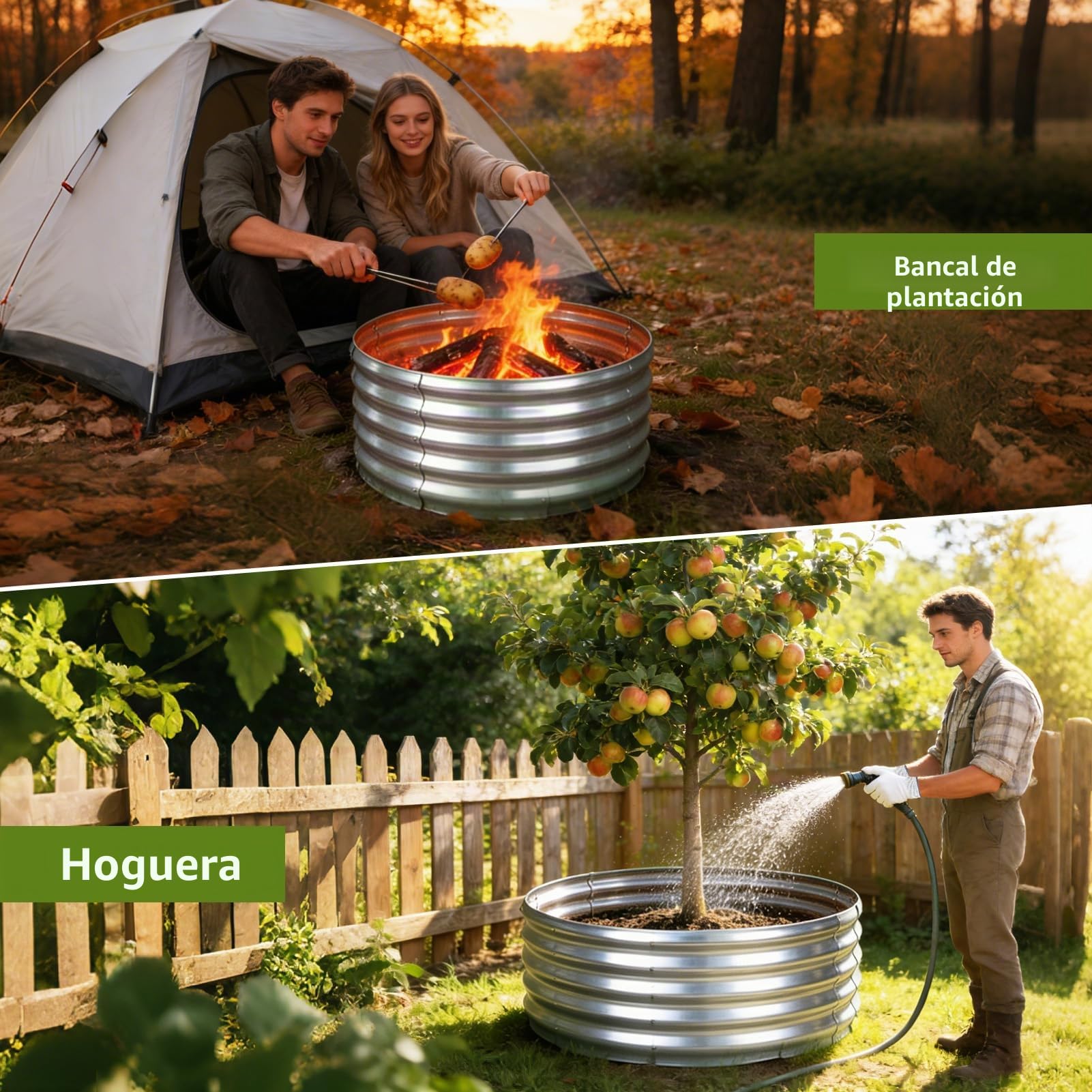 Bancal de jardín de Metal 90 x 90 x 43 cm, bancales elevados de Acero galvanizado para el jardín, bancal de huerto, bancal Elevado para Verduras, Hierbas, Flores, Plateado, Redondo