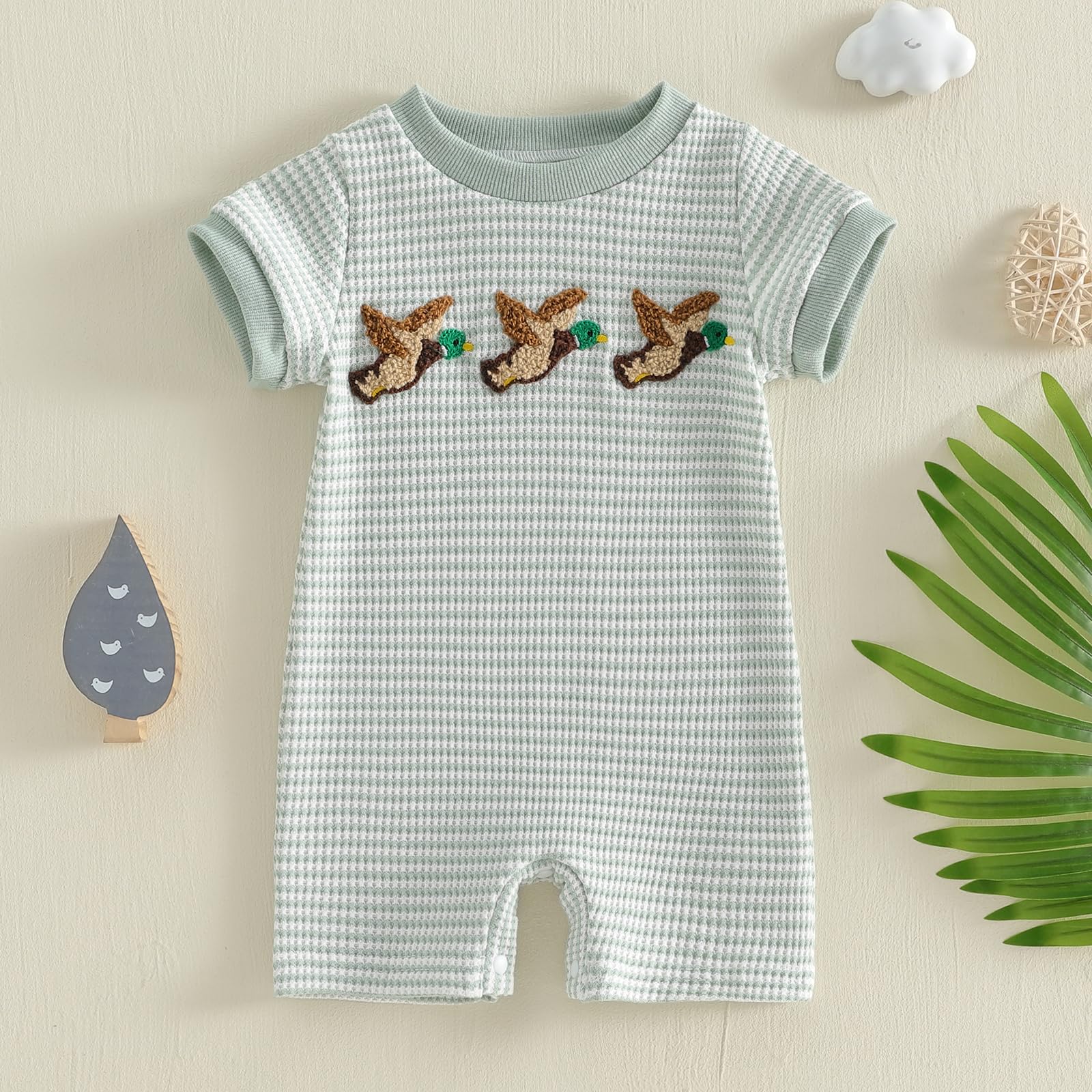 Baby Boy Girl Hunting Outfit Western Romper Camo Duck Jumpsuit Short Sleeve Bodysuit Animal Playsuit Summer Clothes - 4