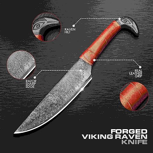 Miniatura 3 de YA FORGE Juego de cuchillos vikingos 3 en 1 de alta calidad sumérgete en la herencia nórdica con nuestro paquete todo incluido, cuchillo de seax