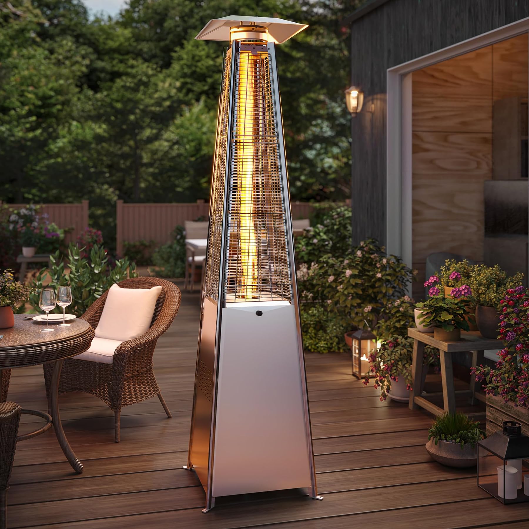 LAUSAINT HOME Pyramid Patio Heater, 48,000 BTU Outdoor Patio Heaters for  Outdoor Use, Upgraded 87