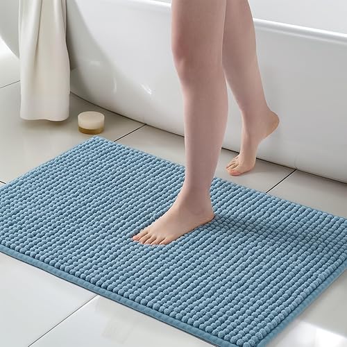 Miniatura 30 de FRESHMINT Alfombra de baño de felpilla Chunky Ombre 17"x24", pequeñas alfombras de baño suaves y absorbentes al agua para el piso del baño, gruesas